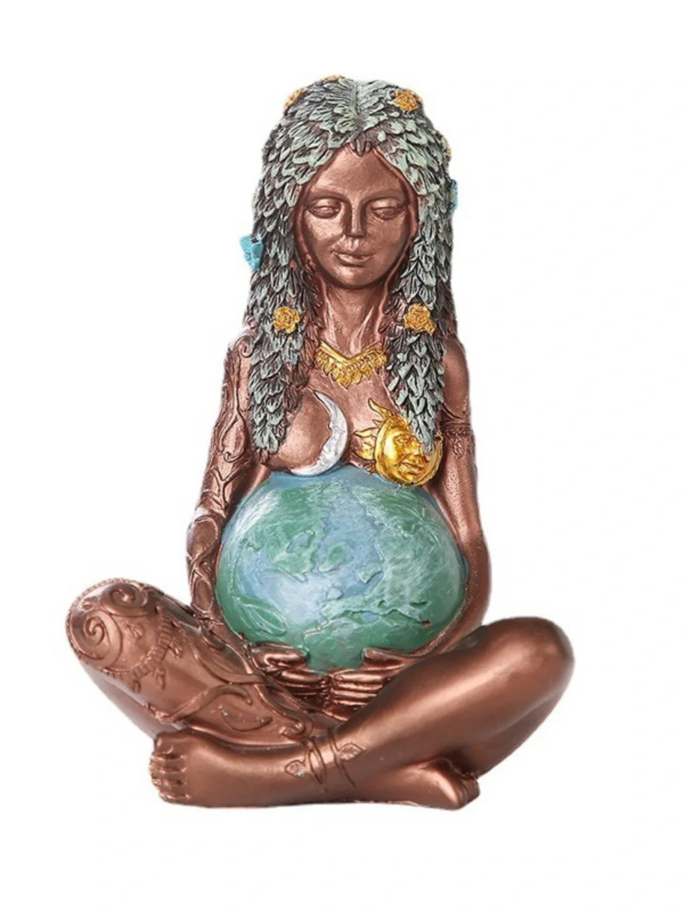 Mother Earth Gaia Goddess Figurine Globe Statue Celestial Nature Home Decor
